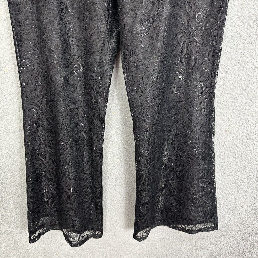 Petite Sophisticate pants womens 8 black floral lace overlay whimsygoth witchy - Picture 3 of 10